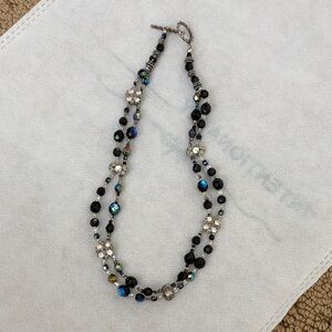 Chic Black and Silver Beaded Necklace